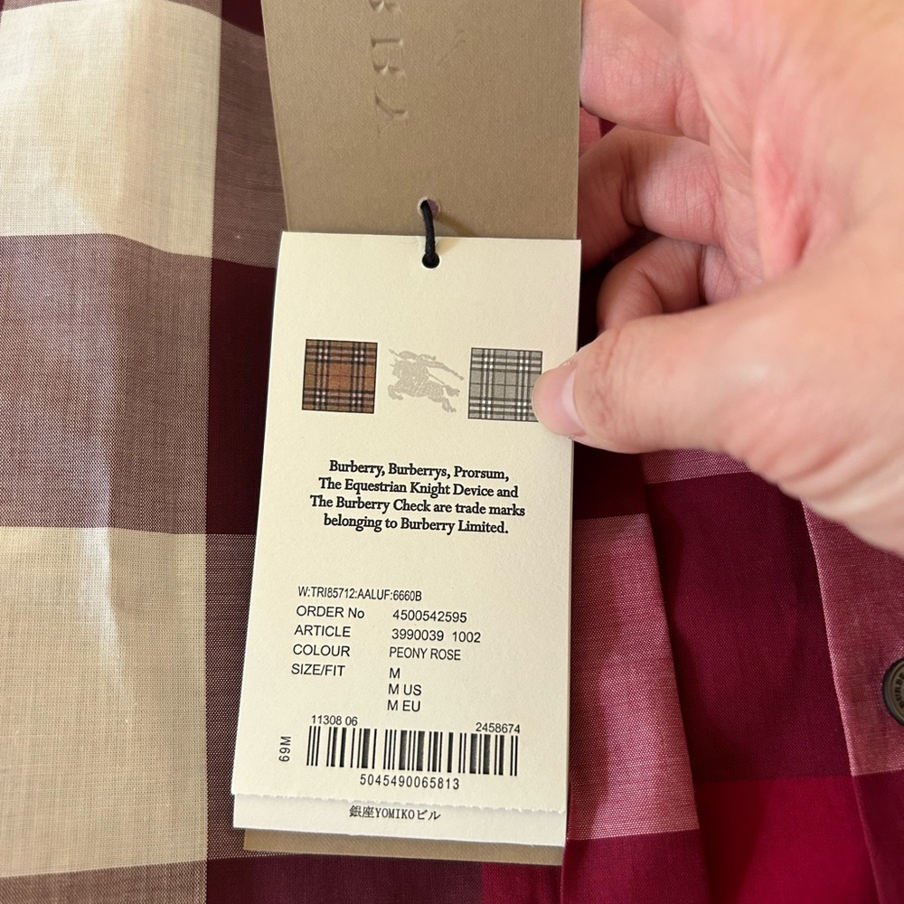 Burberry Check Cotton Shirt Size: M PEONY ROSE - Picture 2 of 8